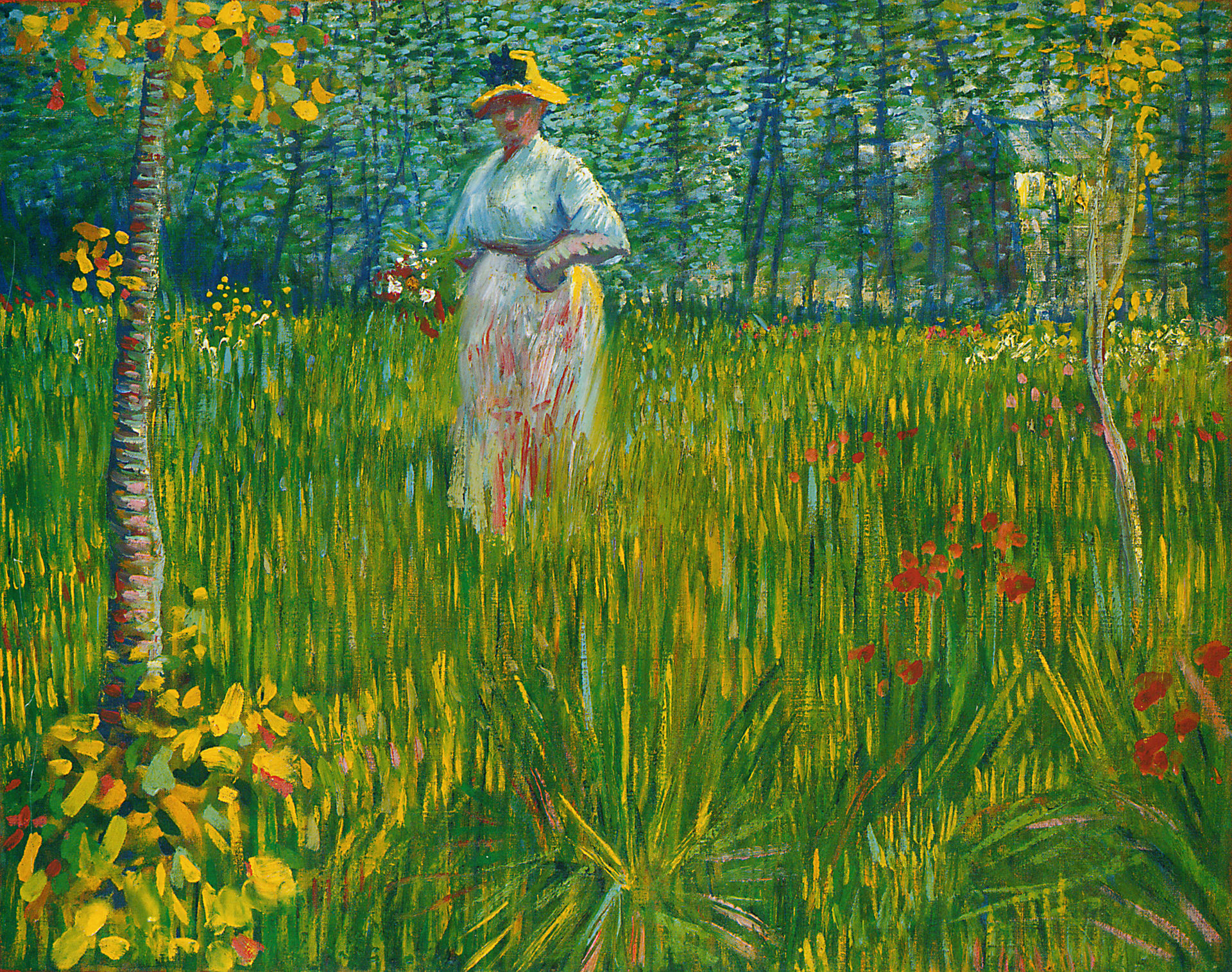 a-woman-walking-in-a-garden